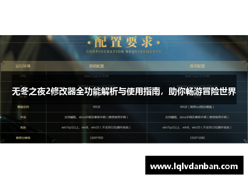 无冬之夜2修改器全功能解析与使用指南，助你畅游冒险世界